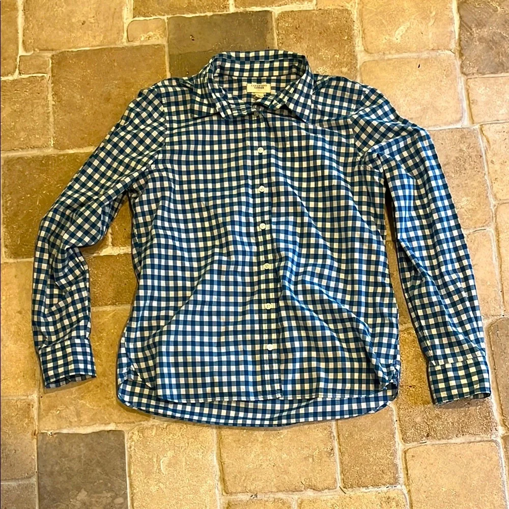 Lands' End Canvas Blue and White Checkered Shirt - Picture 1 of 5